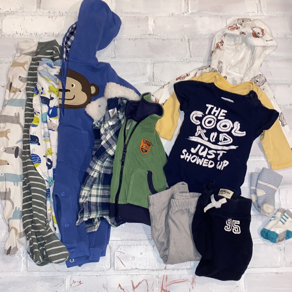Babyboy 6m fall & winter footie onesie bundle!!